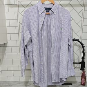 Ralph Lauren Classic Fit Button Down Shirt Men’s L 16.5 34/35 Purple Check